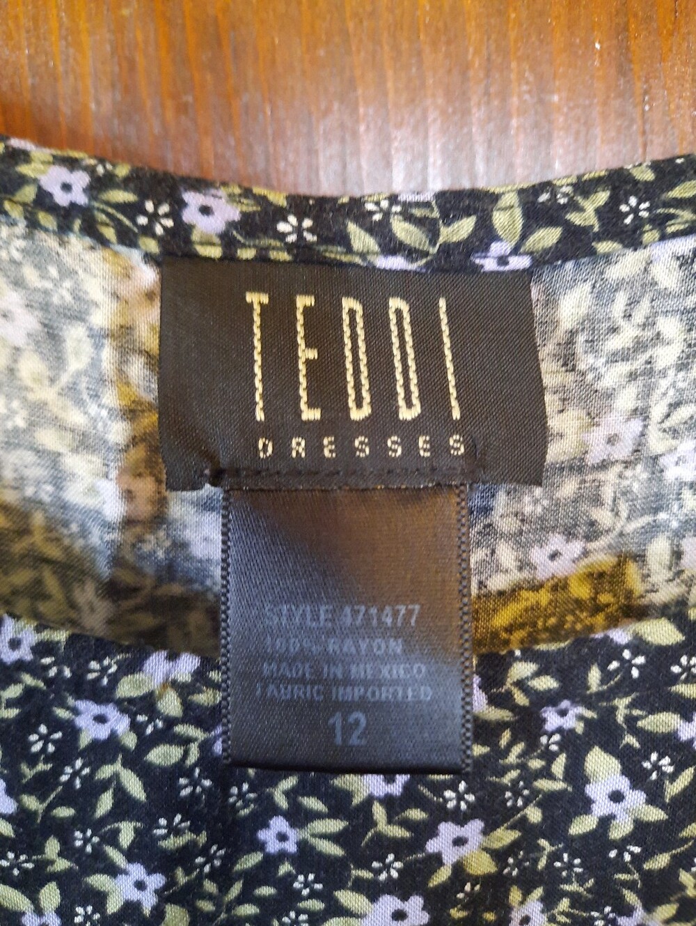 Vintage 90s Teddi Dresses Black Ditzy Floral Sleeveless Tank Maxi Dress Size 12 - Picture 7 of 11